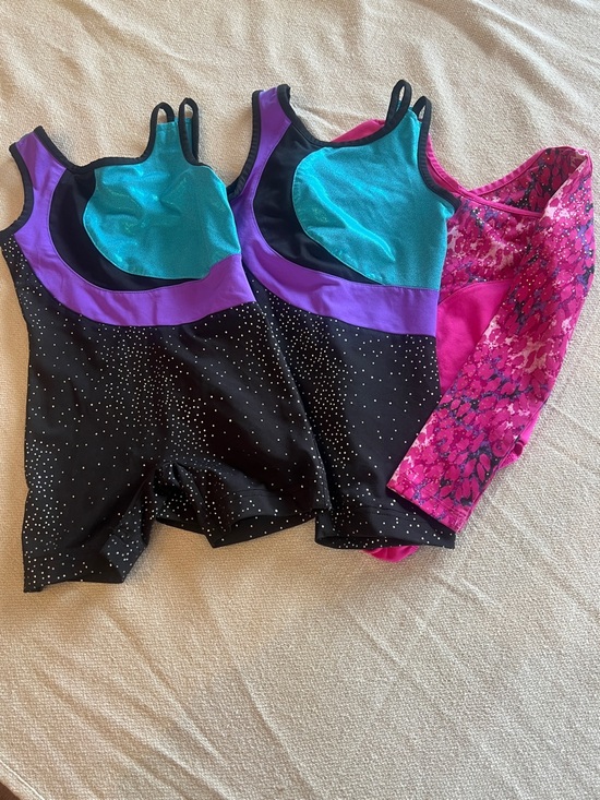 Danskin Now Other - Danskin Now Gymnastics Leotard Size 4/5 XS Pink Purple Black Stars Set of 3